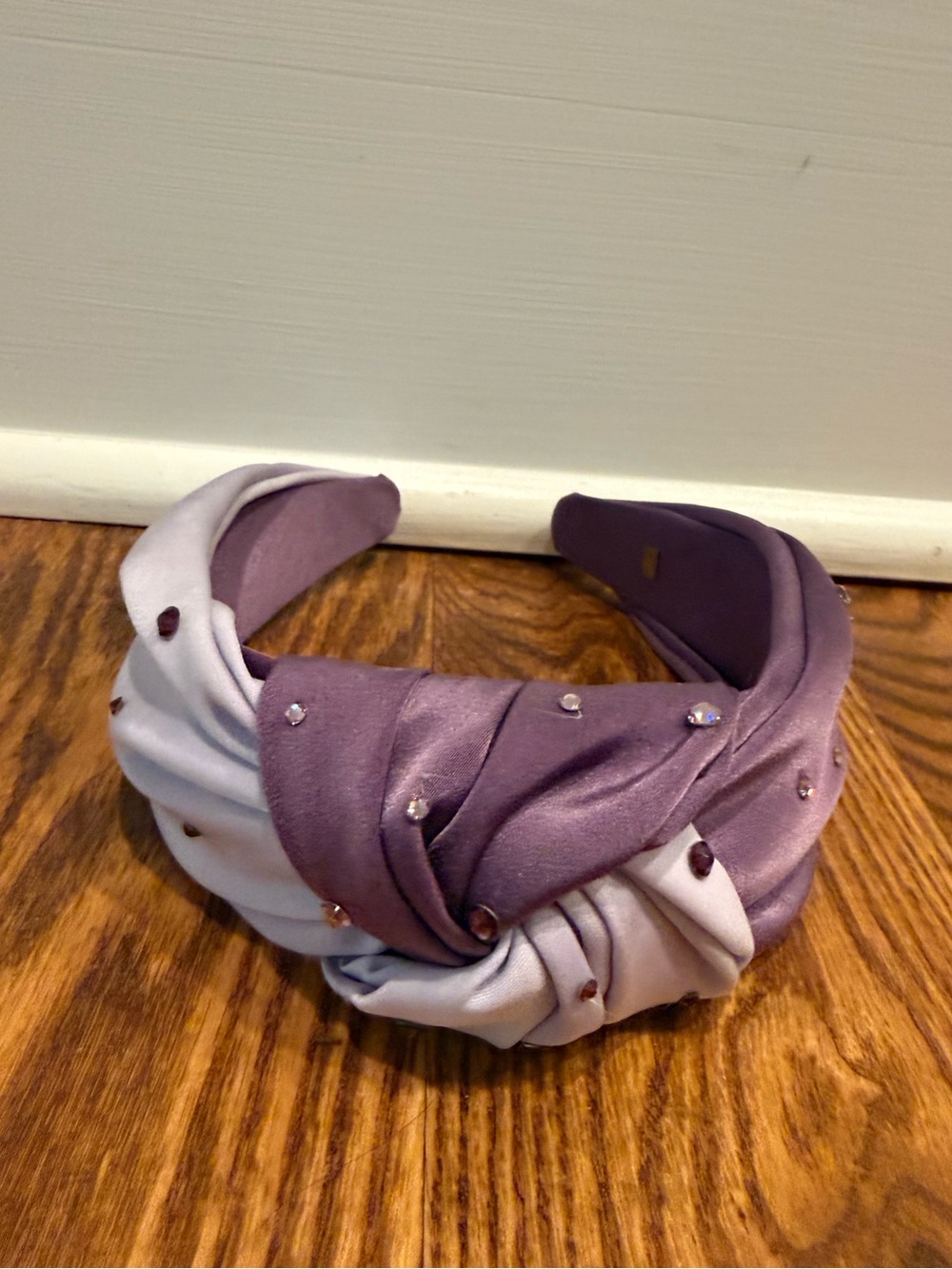 Headband Lavender and Purple Knotted with Rhinestones
